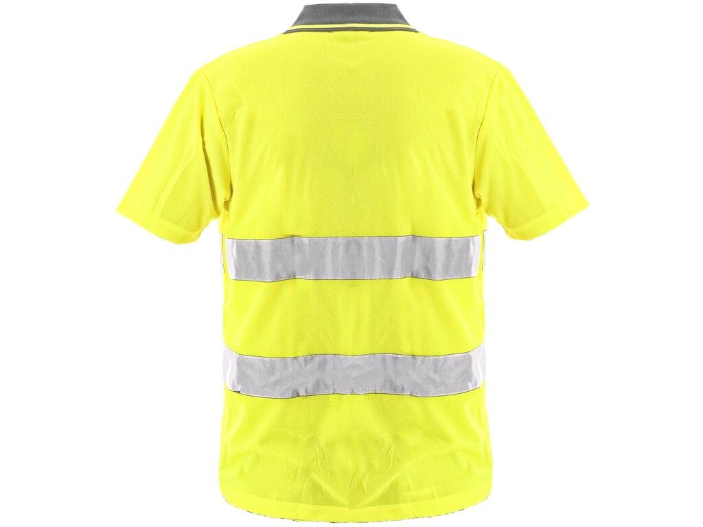 High visible poloshirt DOVER: High visible poloshirt , short sleeve, reflective tapes, open-neck, fastening to 3 buttons, breast pocket on the left side, Wicking Finish for quick…