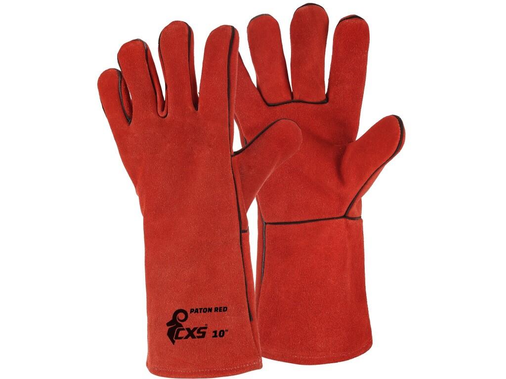 Gloves CXS PATON RED: Leather welding gloves with cotton lining in the palm and back, sewn with kevlar threads. Recommended applications: metal fabrication, welders, engineering a…