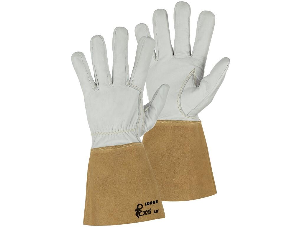 Gloves CXS LORNE: Full-grain leather welding gloves without lining, stitched with Kevlar thread. Suitable for TIG welding. Recommended applications: metalworking, welders, cutters…