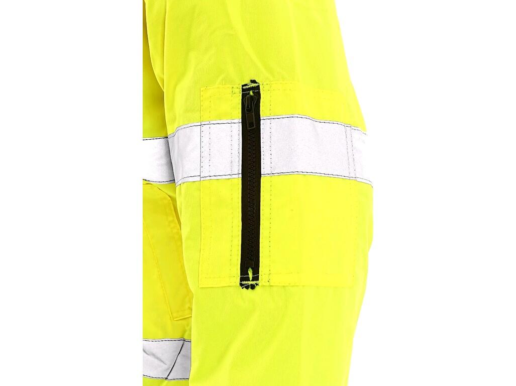 Jacket LEEDS: High visible padded jacket to the waist, 2in1, water-resistant and windproof, reflective tapes, taped seams, zipper fastening covered by trimming, removable sleeves…