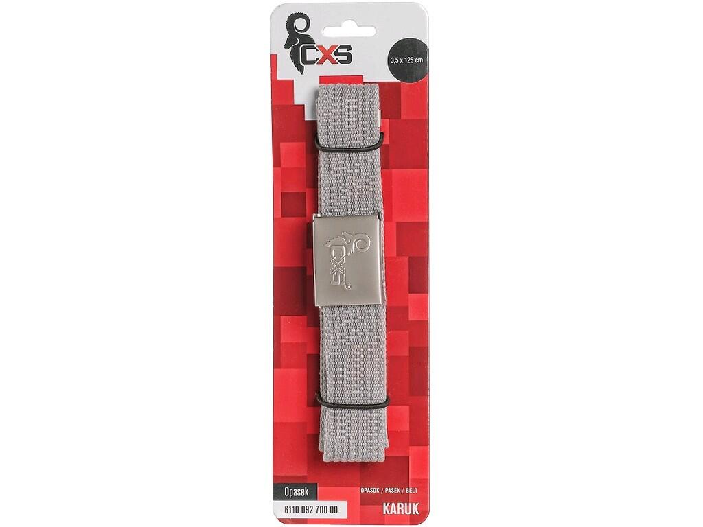 Belt CXS KARUK: > Textile belt with high-quality metal buckle with CXS logo, simple patent closing, copper alloy (nickel-free) buckle allows individual length adjustment. Packed w…