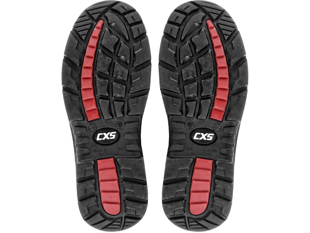 Ankle footwear CXS WORK KALE S1: Ankle leather footwear with steel toe cap and covered rubber spring. Material: upper made of 2 - 2,2 mm quality cow suede leather, covered rubber…