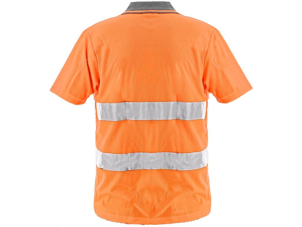 High visible poloshirt DOVER: High visible poloshirt , short sleeve, reflective tapes, open-neck, fastening to 3 buttons, breast pocket on the left side, Wicking Finish for quick…