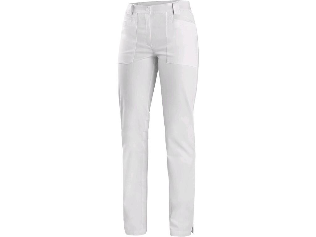 Ladies’ trousers CXS ERIN white: Ladies’ trousers, partially elastic waist with belt loops, 2 front sewn pockets, back slat pocket, bottom side slit. Recommended application: priv…