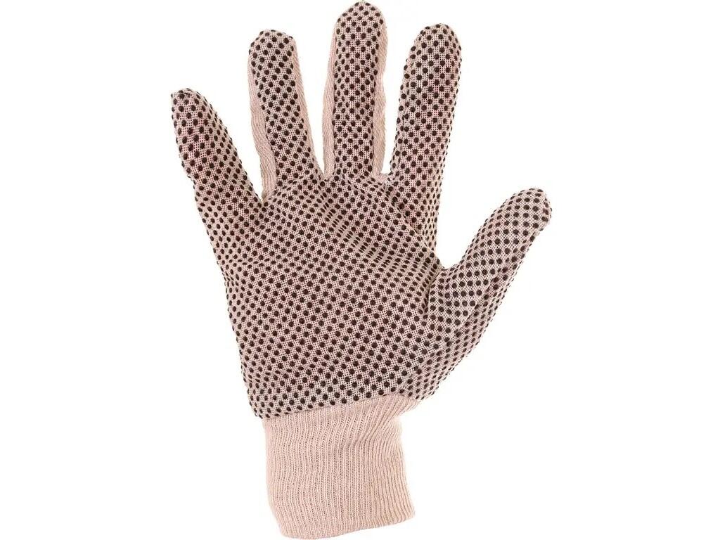 Gloves CXS GABO: Code: 0001-01 Name: Gloves GABO Description: (material) Cotton cloth, palm and fingers coverd with PVC dots, elastic cuff. Size: 10 Lenght: Thickness: CAT 1 Normy…