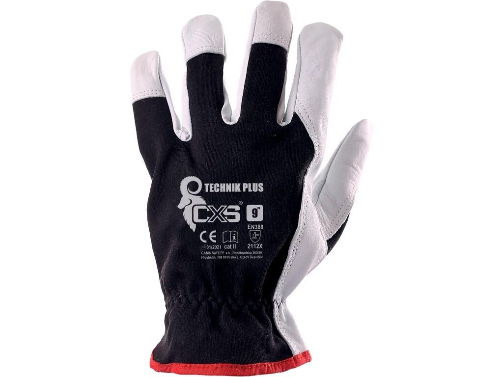 Gloves CXS TECHNIK PLUS with blister: Gloves with elastic back and rubber in the wrist. Recommended application: logistic, light industry, hobby, car services, construction, drive…