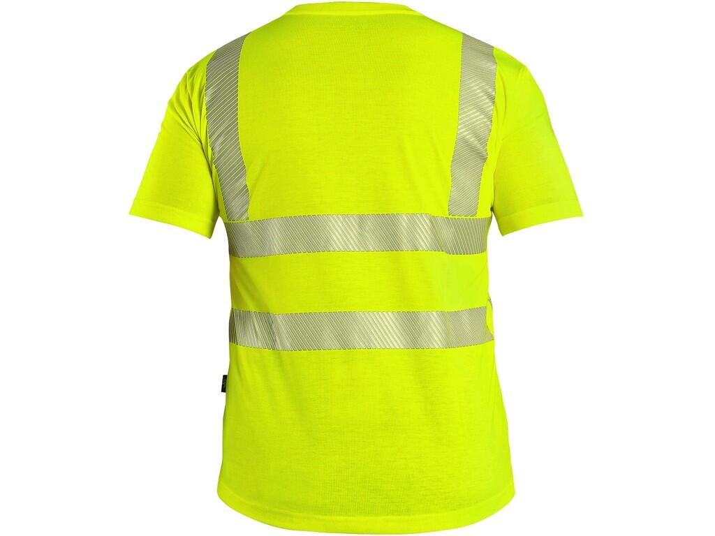 T-shirt CXS BANGOR: Men’s high visible T-shirt, round neck, stabilizing neck tape, side seams, mesh underarm, segmented reflective tapes: 2 horizontal, 2 vertical (5cm wide). Reco…