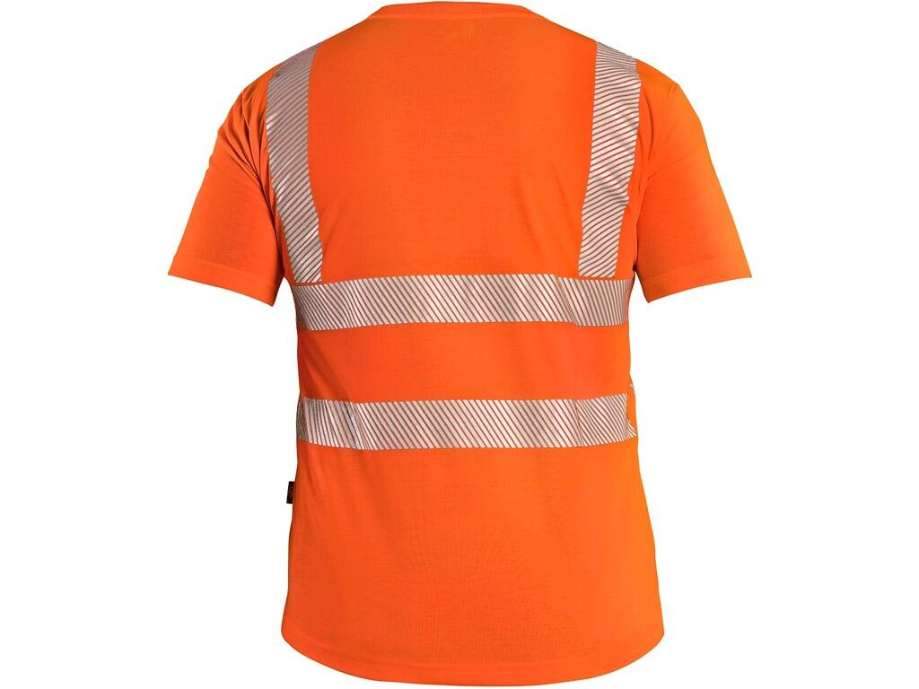 T-shirt CXS BANGOR: Men’s high visible T-shirt, round neck, stabilizing neck tape, side seams, mesh underarm, segmented reflective tapes: 2 horizontal, 2 vertical (5cm wide). Reco…