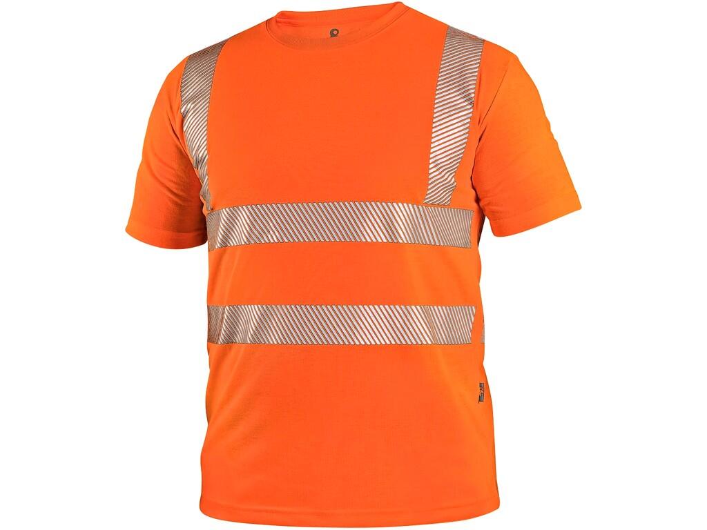 T-shirt CXS BANGOR: Men’s high visible T-shirt, round neck, stabilizing neck tape, side seams, mesh underarm, segmented reflective tapes: 2 horizontal, 2 vertical (5cm wide). Reco…