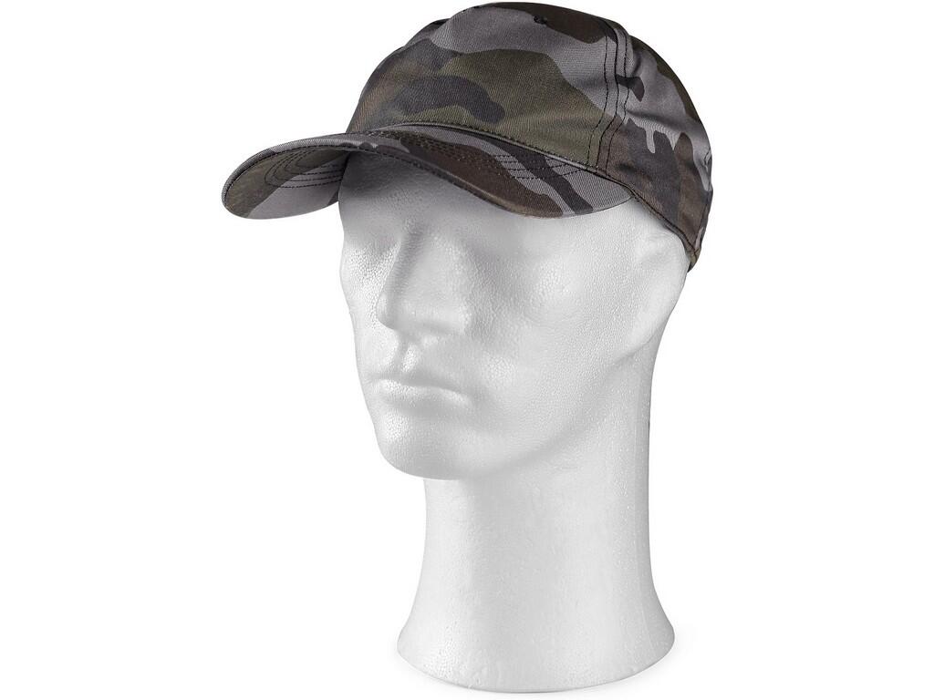 Cap CXS CAMO: Camouflage cap with a peak and hydrophobic treatment, 5 panels, back adjustment for head circumference. Suitable for leisure and work.
