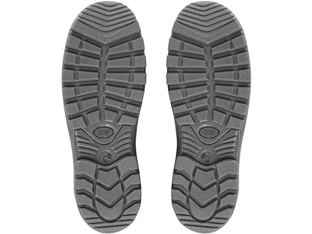 Ankle footwear CXS PROFIT WIN O1: Ankle working footwear, leather, reflective accessories. Material: upper made of 1,4 - 1,6 mm suede leather combined with 1,6 - 1,8 mm smooth spl…