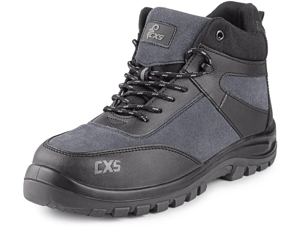 Ankle footwear CXS PROFIT TOP S1P: Ankle safety footwear with steel toe cap and insole, leather, reflective accessories. Material: upper made of 1,4 - 1,6 mm suede leather combine…
