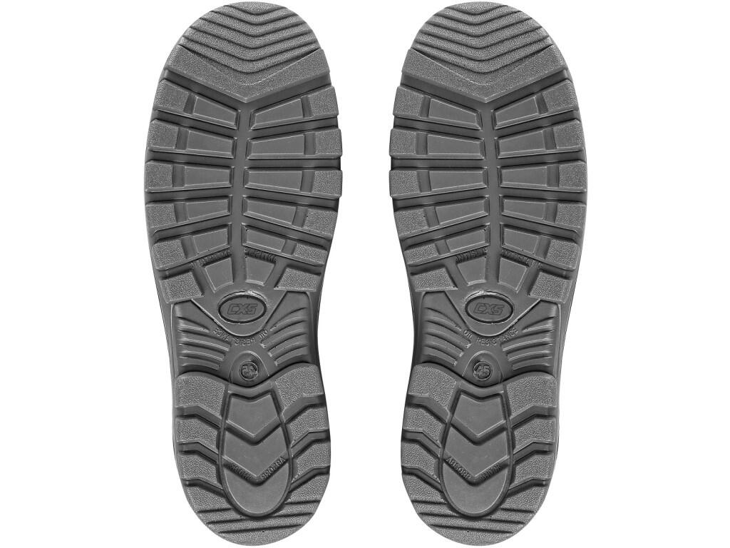 Ankle footwear CXS PROFIT TOP S1P: Ankle safety footwear with steel toe cap and insole, leather, reflective accessories. Material: upper made of 1,4 - 1,6 mm suede leather combine…