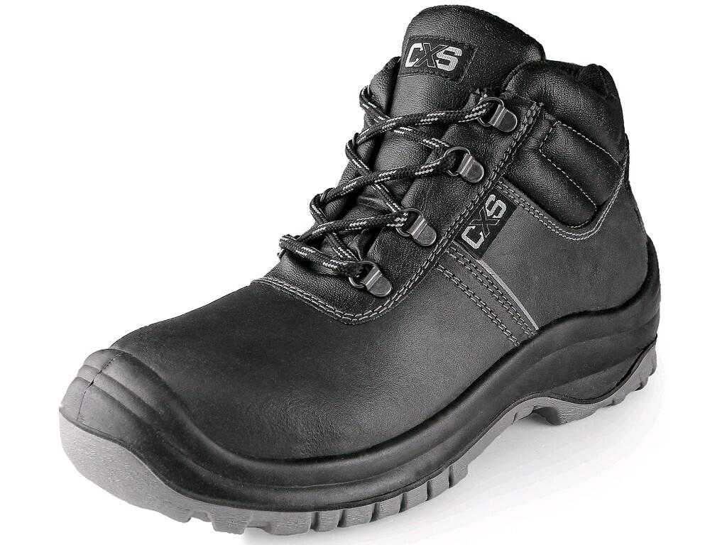 Ankle footwear CXS SAFETY STEEL MANGAN S3: Safety ankle footwear, leather, with steel toe cap and insole. Material: upper made of 1,8 - 1,9 mm hydrophobic grain leather with refle…
