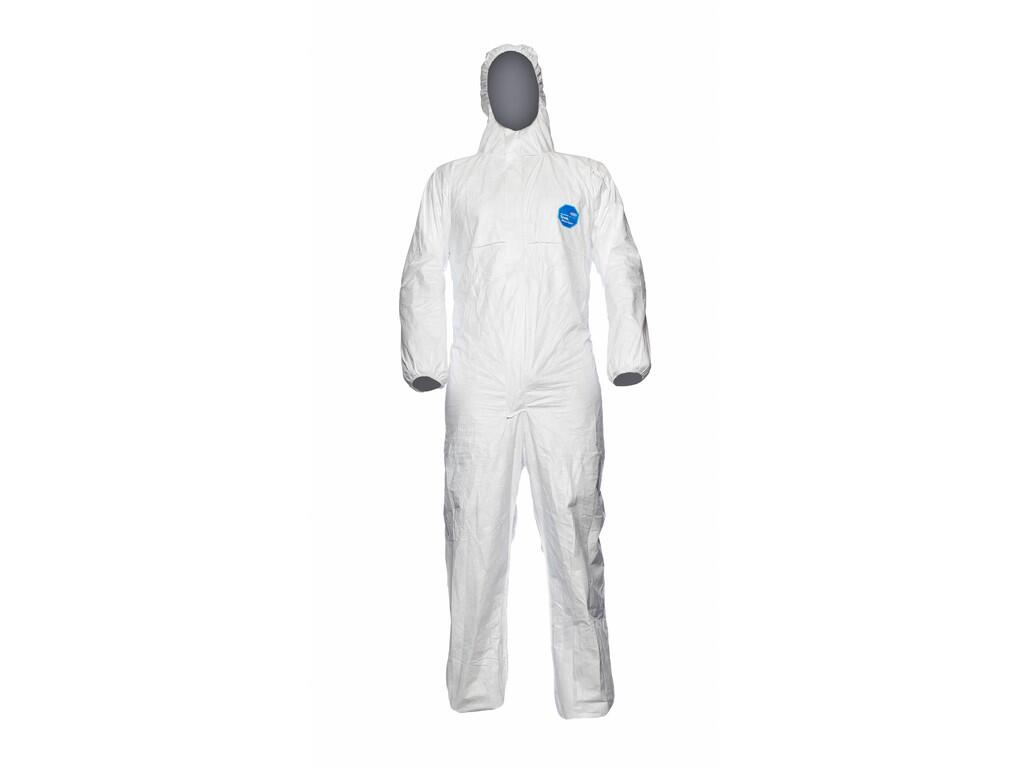 Overal TYVEK CLASSIC XPERT: Disposable protective hooded clothing, antistatic, no silicons, cat. III, type 5B,6B. Protection against water, chemical solutions, asbestos and dust.