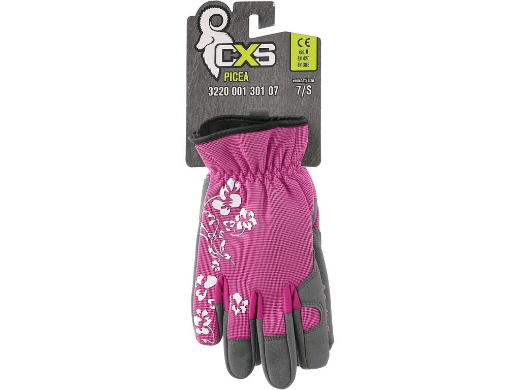 Gloves CXS PICEA: Combined ladies’ gloves with decorative printing and rubber wrist. Gloves are made of quality materials which resist shrinking, stretching and hardening and they…