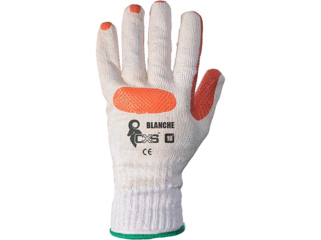 Gloves CXS BLANCHE: Seamless gloves made of thick mixed yarn, latex impregnation, another latex layer in palm and fingers. Recommended application: logistics, wareshouse, construc…