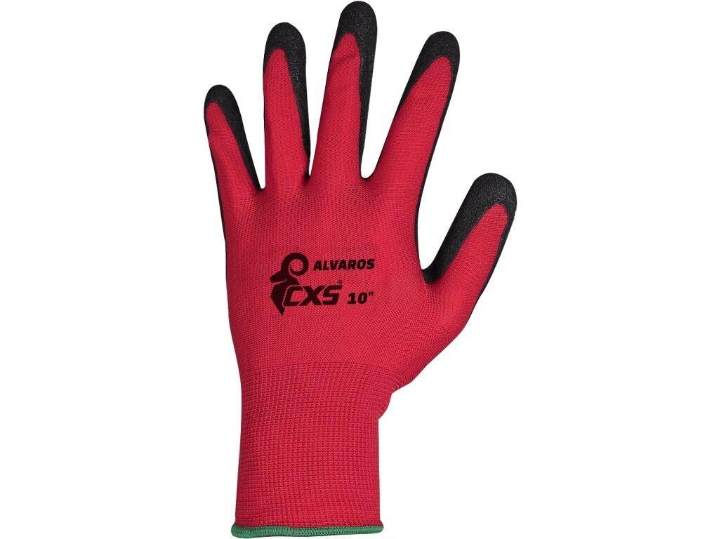 Gloves CXS ALVAROS: Seamless gloves made of soft polyester knit. Palm and fingers coated with nitrile with sandy finish for better grip. Recommended application: logistics, wareho…