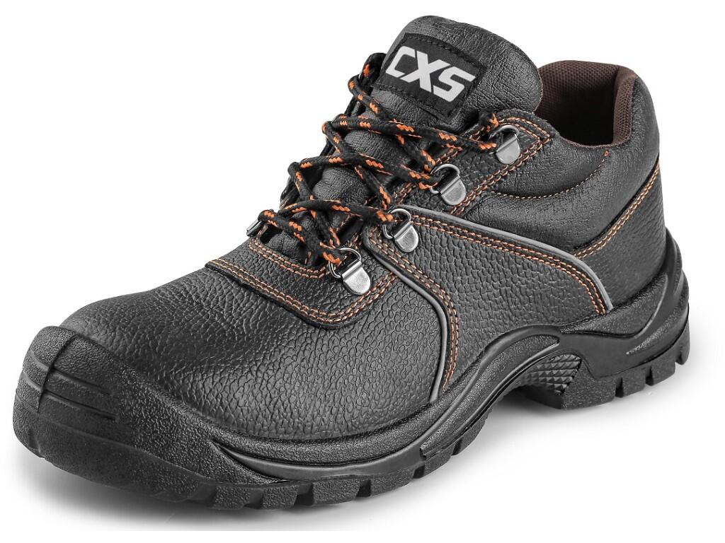 Low footwear CXS STONE PYRIT S2: Low footwear, leather with steel toe cap, reflective accessories. Material: 1,6 - 1,8 mm cow hydrophobic split embossed leather upper, Cambrelle l…