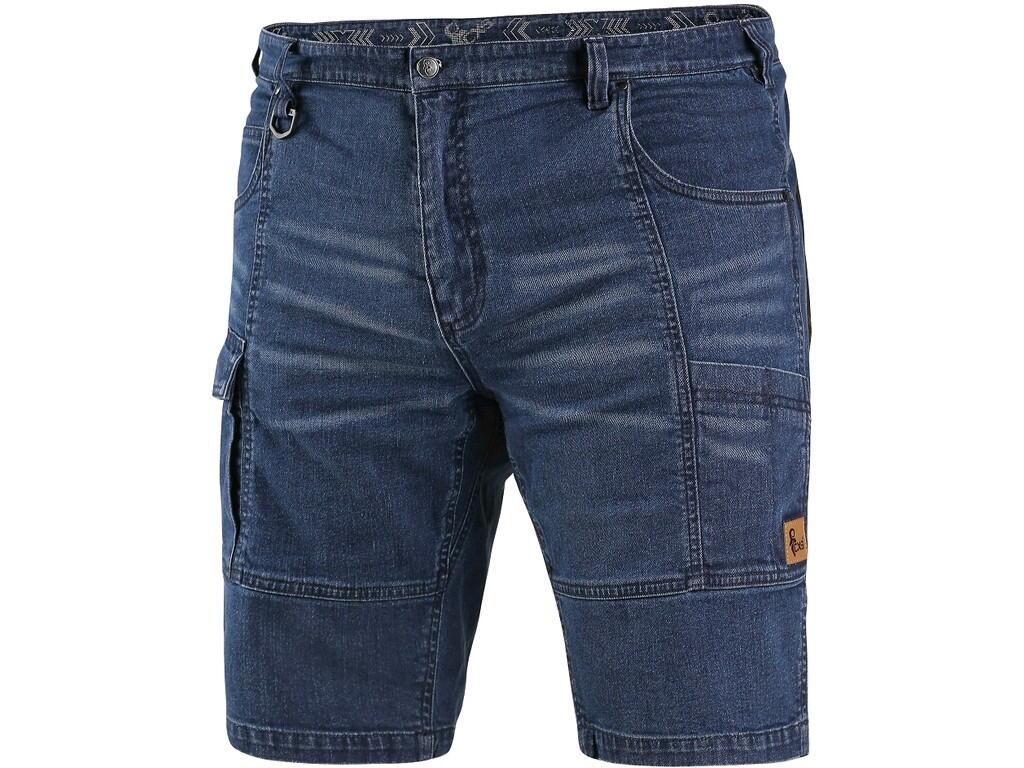 Shorts denim CXS MURET: > Men’s denim shorts, waist with belt loops and plastic eyelet, 2 front pockets, 2 back pockets made of CORDURA, side multifunctional pockets, loop for ham…