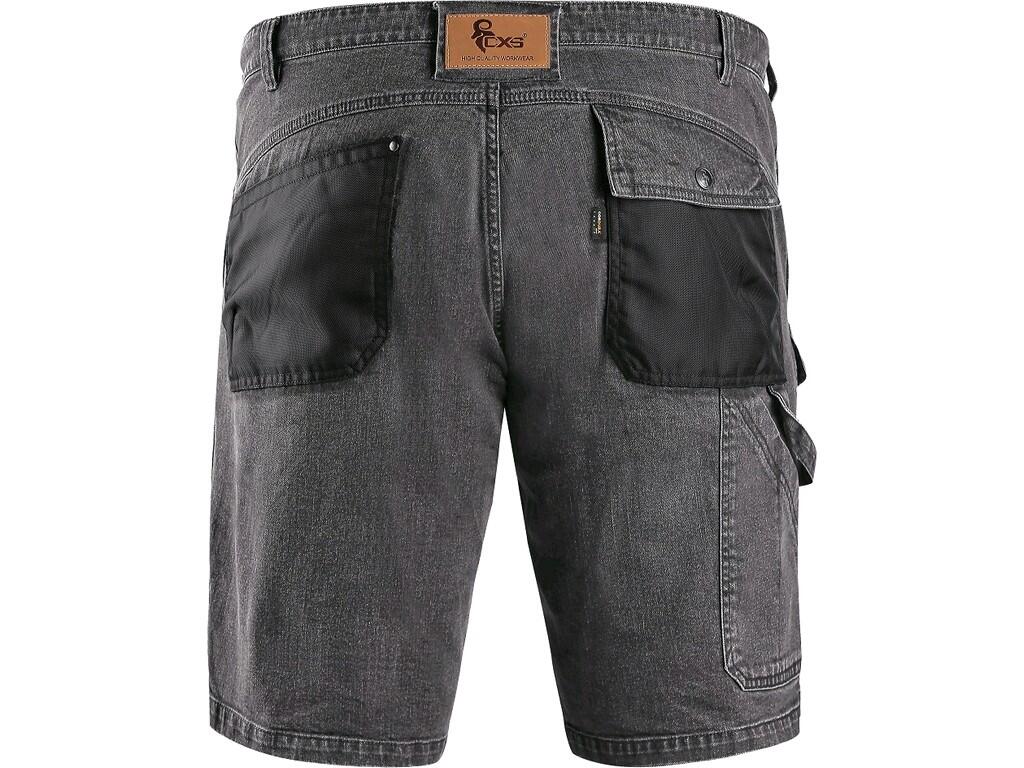 Shorts denim CXS MURET: > Men’s denim shorts, waist with belt loops and plastic eyelet, 2 front pockets, 2 back pockets made of CORDURA, side multifunctional pockets, loop for ham…