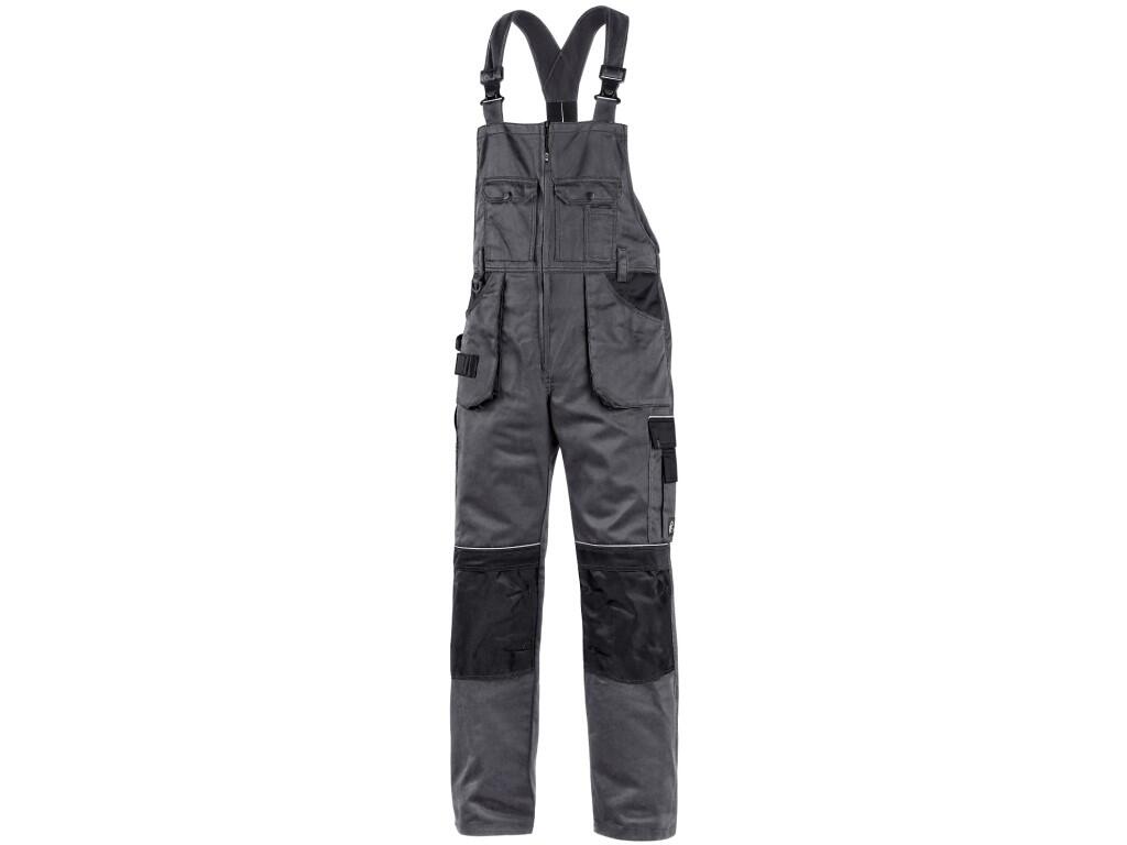 Trousers with bib CXS ORION KRYŠTOF: Men’s working trousers with bib with flannel lining - shortened version for height 170-176 cm. Bib flap pockets, waist with belt loops and ela…