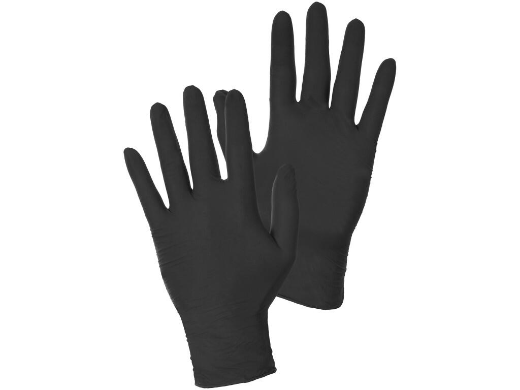 Gloves CXS STERN BLACK: Disposable nitrile gloves, weight 4.0g, powder free, 100 pcs pack. Textured fingertips provide good comfort and tactility for sensitive, precise handling.…