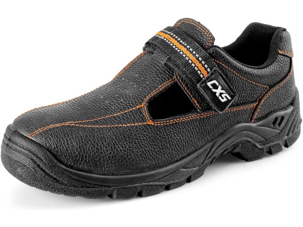 Sandal CXS STONE NEFRIT S1: Sandal, leather, perforated with steel toe cap, velcro fastening with reflective accessories. Material: 1,6 - 1,8 mm cow split embossed leather upper,…