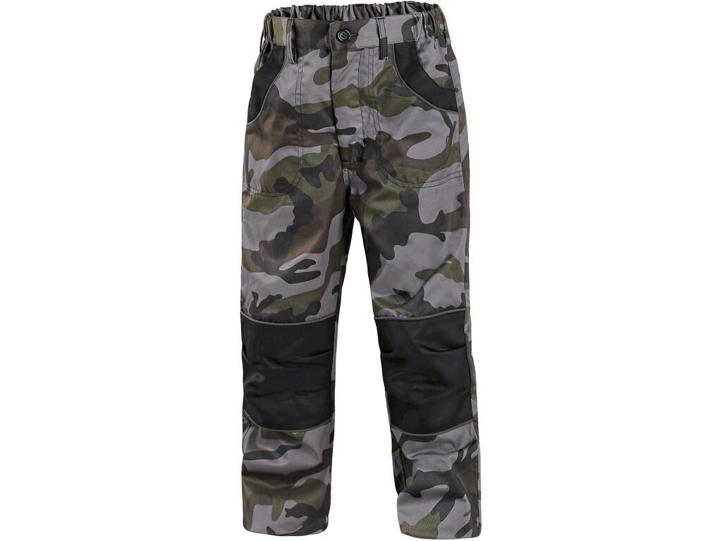 Trousers CXS CAMO: Children’s camouflage trousers with reinforced knees and seat for longer life-time. Waist with belt loop and elastic band in the back, front and back pockets, s…