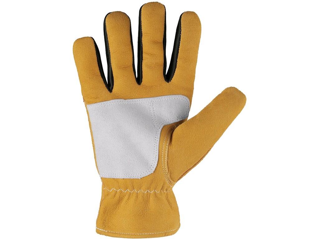 Gloves CXS CHIVAY: >Leather winter gloves with plush lining and rubber cuff. Packed with blister. Recommended application: construction, logistics, work in a dry and cold environm…