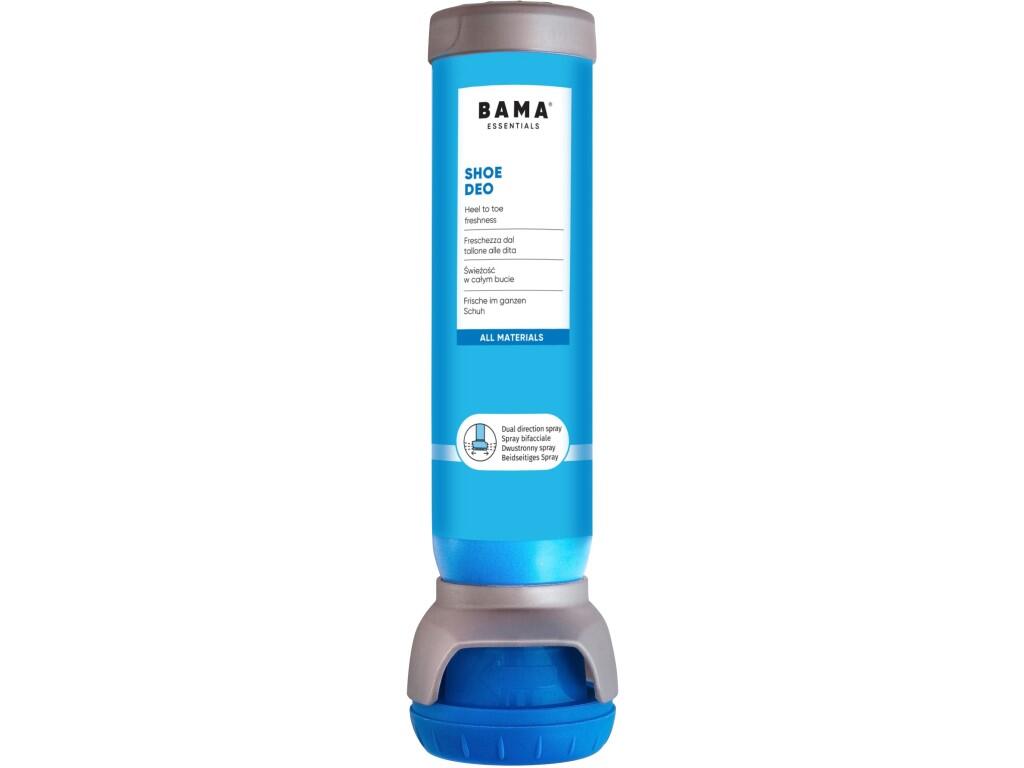 Osvěžovač do bot BAMA: Deodorant spray for footwear with a special dual spray system HEEL-TOE. Neutralizes unpleasant odors and gives shoes a pleasant fragrance and freshness. Sig…