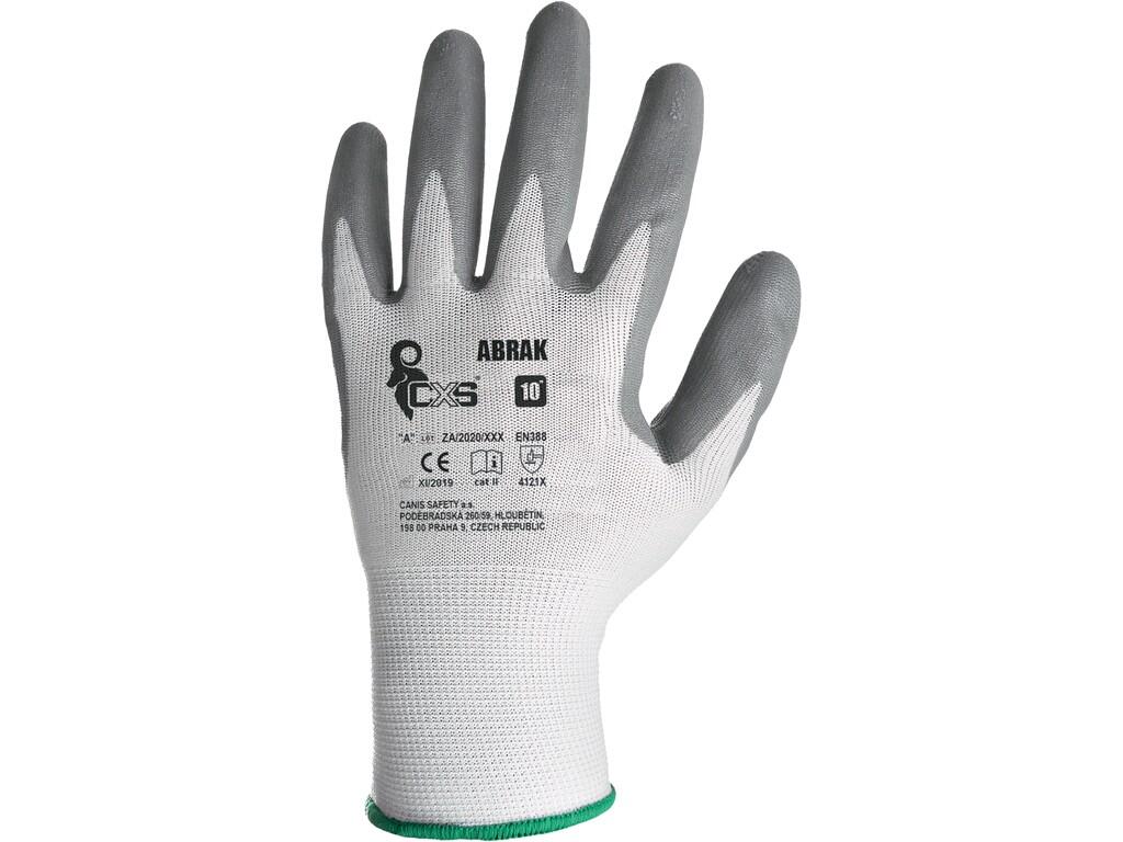 Gloves CXS ABRAK: Knitted seamless gloves with elastic cuff, palm and fingers covered with nitrile foam. Recommended application: automotive, logistics, warehouse, construction, h…