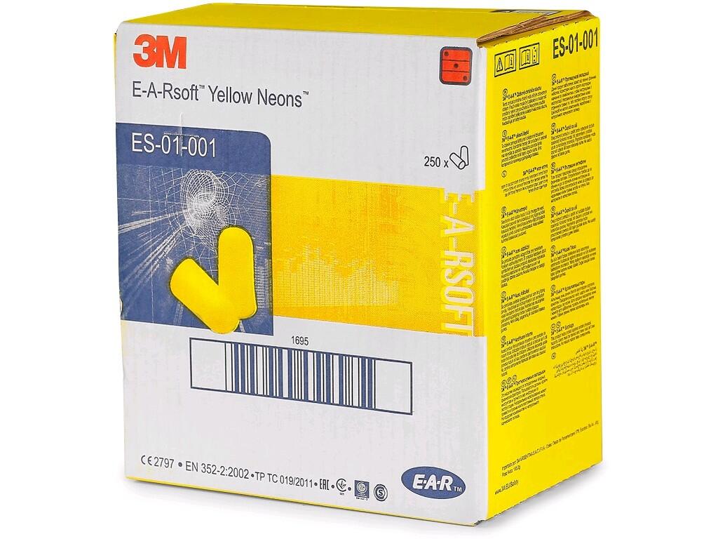 Ear plugs 3M E-A-R SOFT NEON: Single-use, the ear plugs give evenly distributed pressure allowing flexibility and a good seal with optimum comfort. Sound reduction: 36 dB