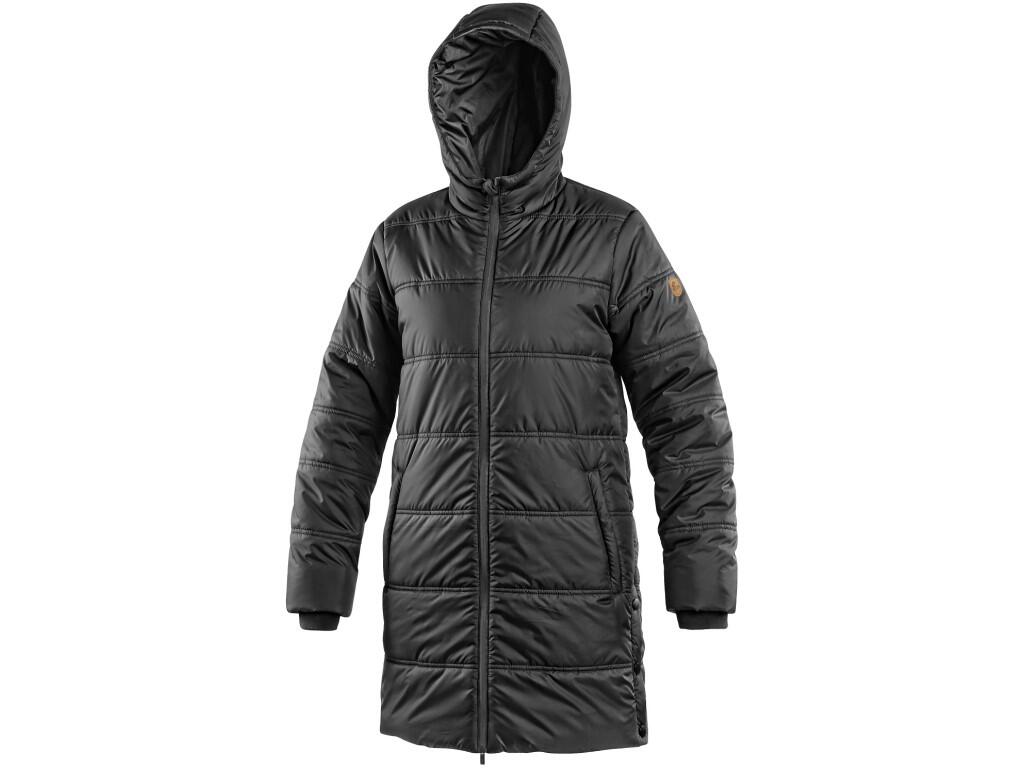 Coat CXS WICHITA: Ladies’ padded coat with a hood, a two-way zipper and bottom side slits. Side zipper pockets, sleeves to the elastic cuff, black reflective accessories on the ho…