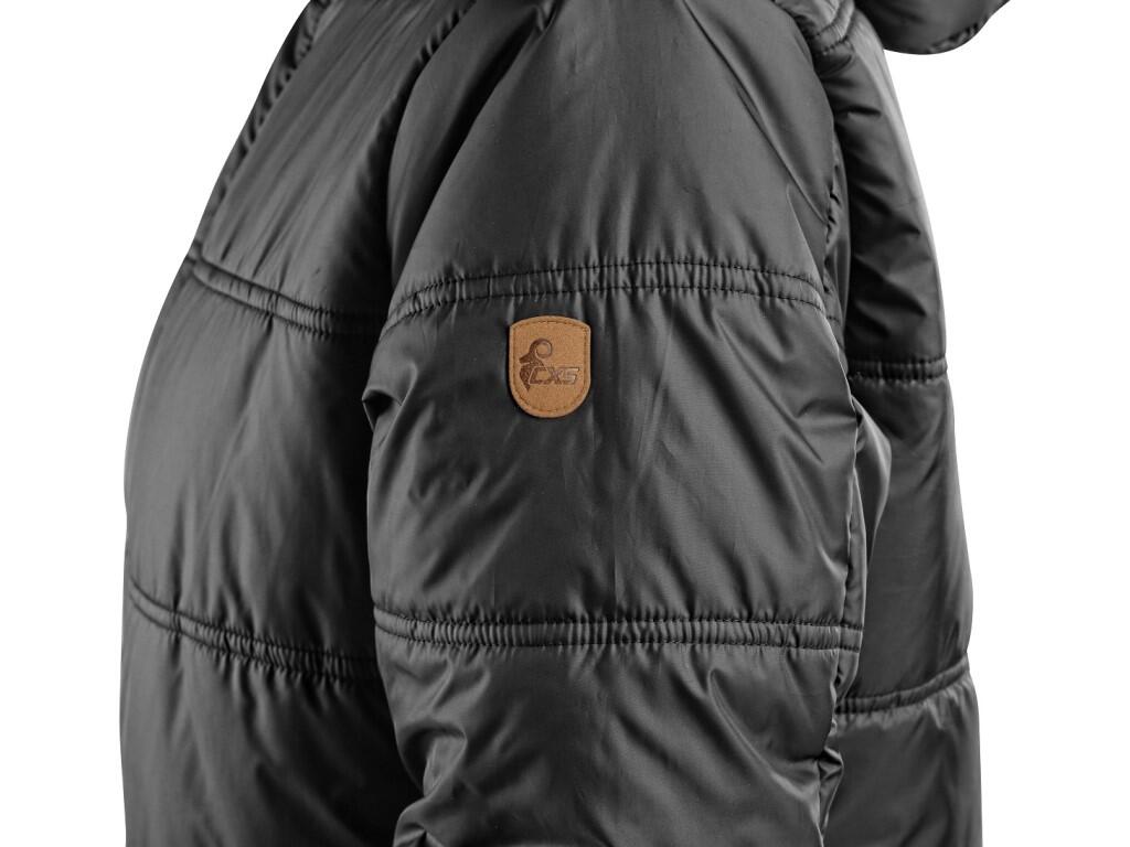 Coat CXS WICHITA: Ladies’ padded coat with a hood, a two-way zipper and bottom side slits. Side zipper pockets, sleeves to the elastic cuff, black reflective accessories on the ho…