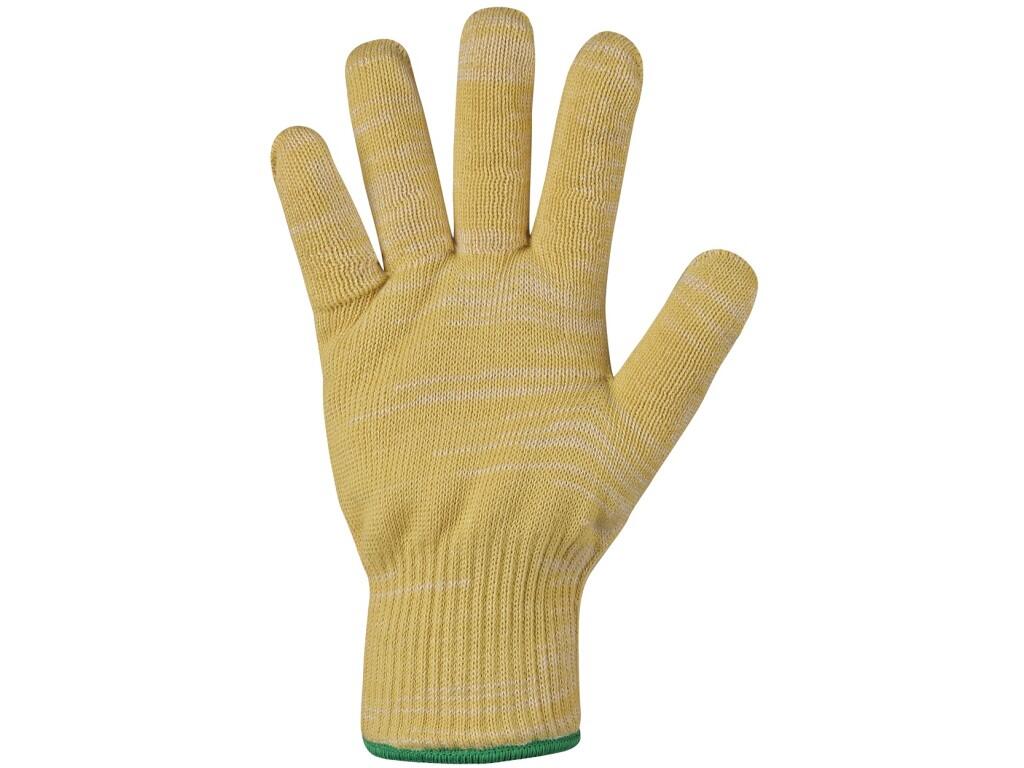 Gloves CXS Varmo: Work gloves knitted from a blend of Kevlar® and Nomex® fibres protect against contact heat up to 250°C. Thanks to the soft knit and elastic cuff, they fit perfec…