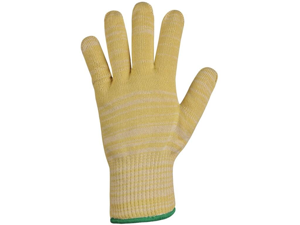 Gloves CXS Varmo: Work gloves knitted from a blend of Kevlar® and Nomex® fibres protect against contact heat up to 250°C. Thanks to the soft knit and elastic cuff, they fit perfec…