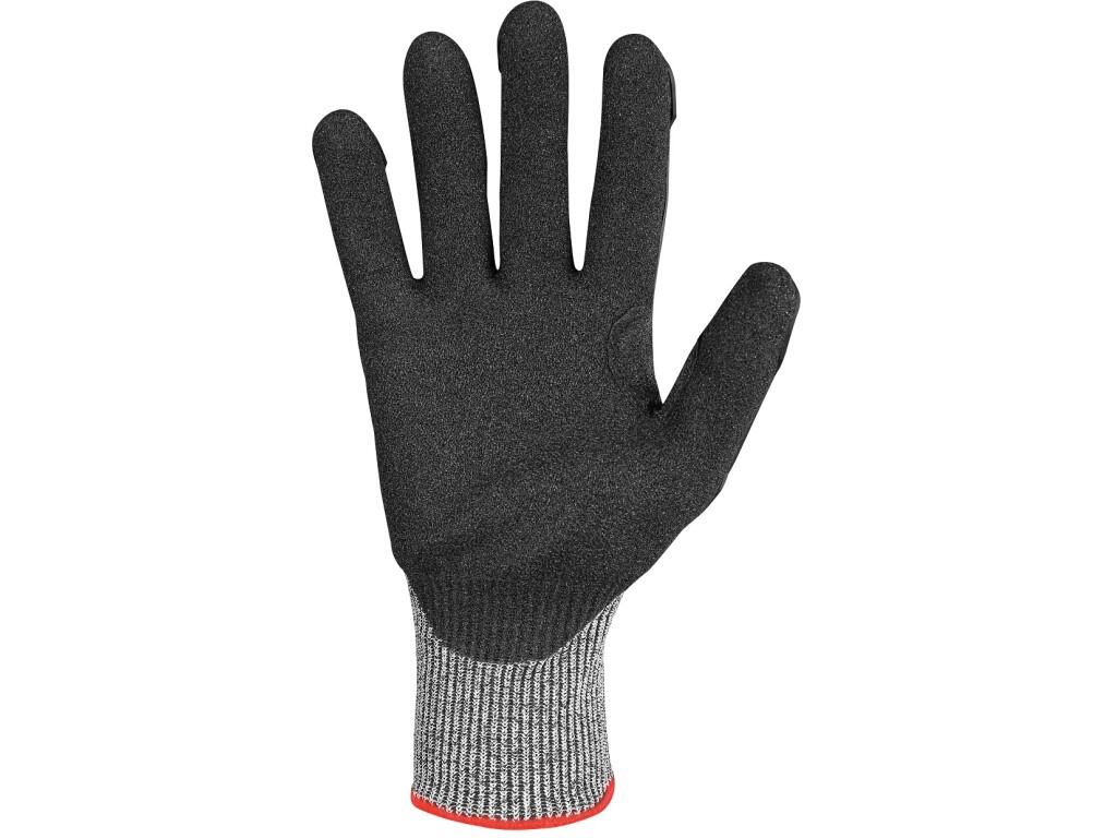 Gloves CXS CUT-DEFEND IMPA: Cut-resistant gloves with cut protection level D and impact-resistant TRP knuckle protection (P). The palm and fingers are coated with nitrile featurin…
