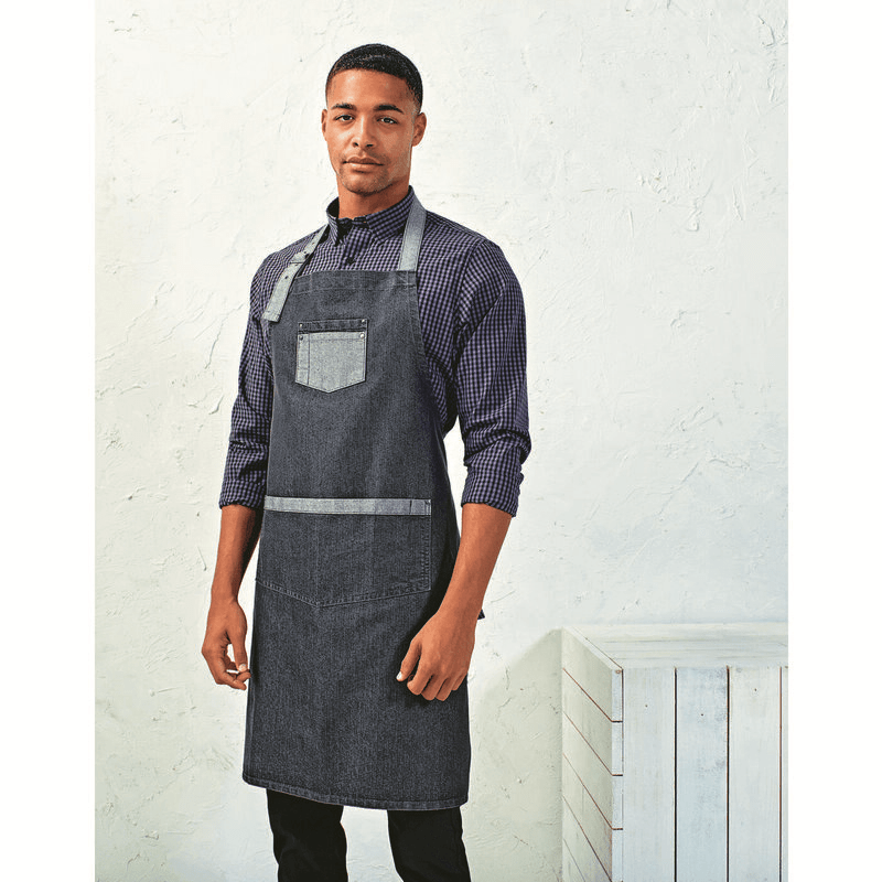 Premier Domain Contrast Denim Bib Apron